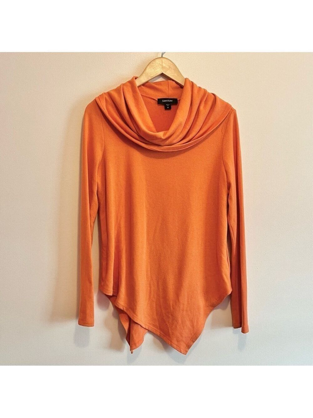 Karen Kane Women's Orange Cowl Neck Sweater handkerchief hem medium